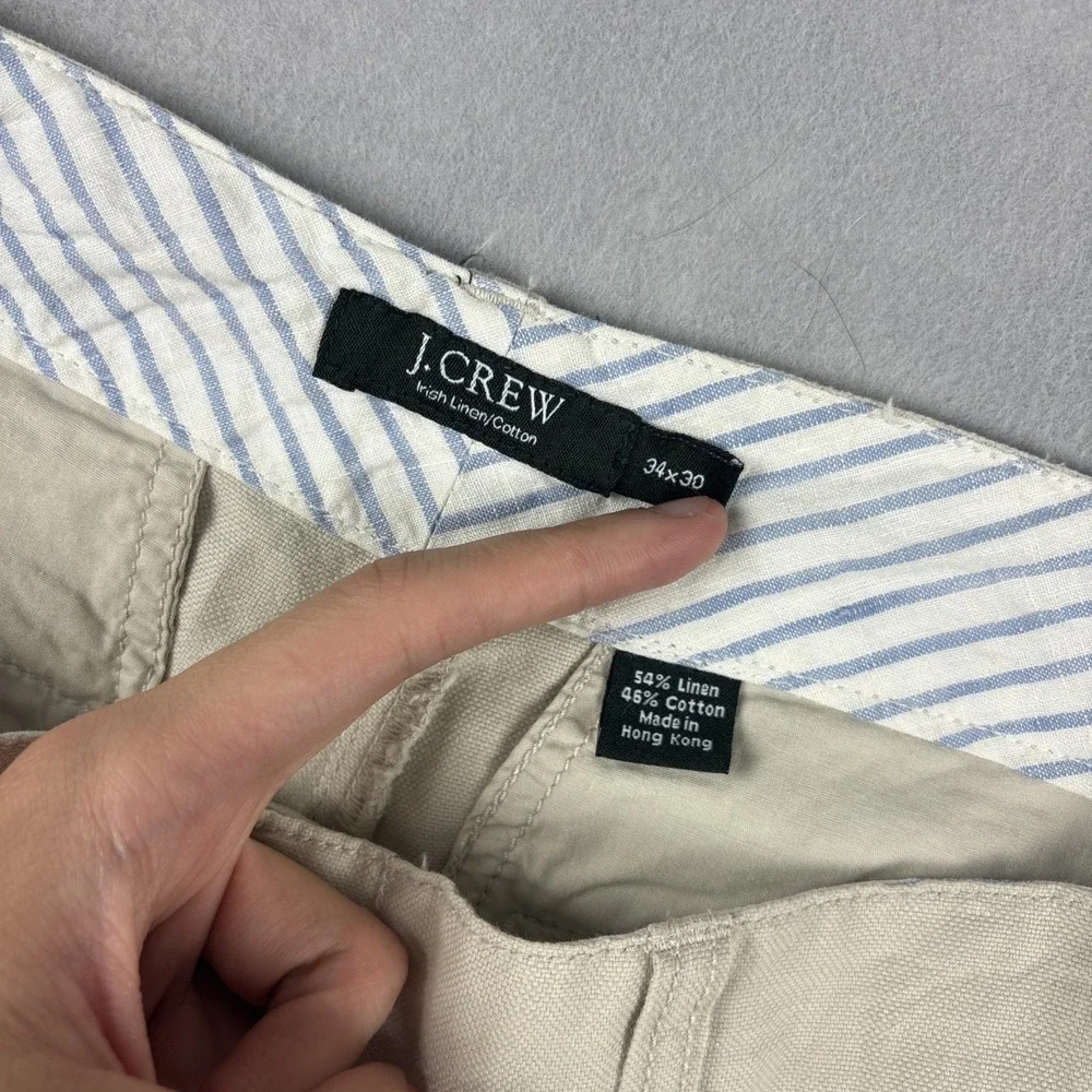 J.Crew Irish Linen Pants Men’s 34x30 Beige Straight Leg Old Money Loose Vintage